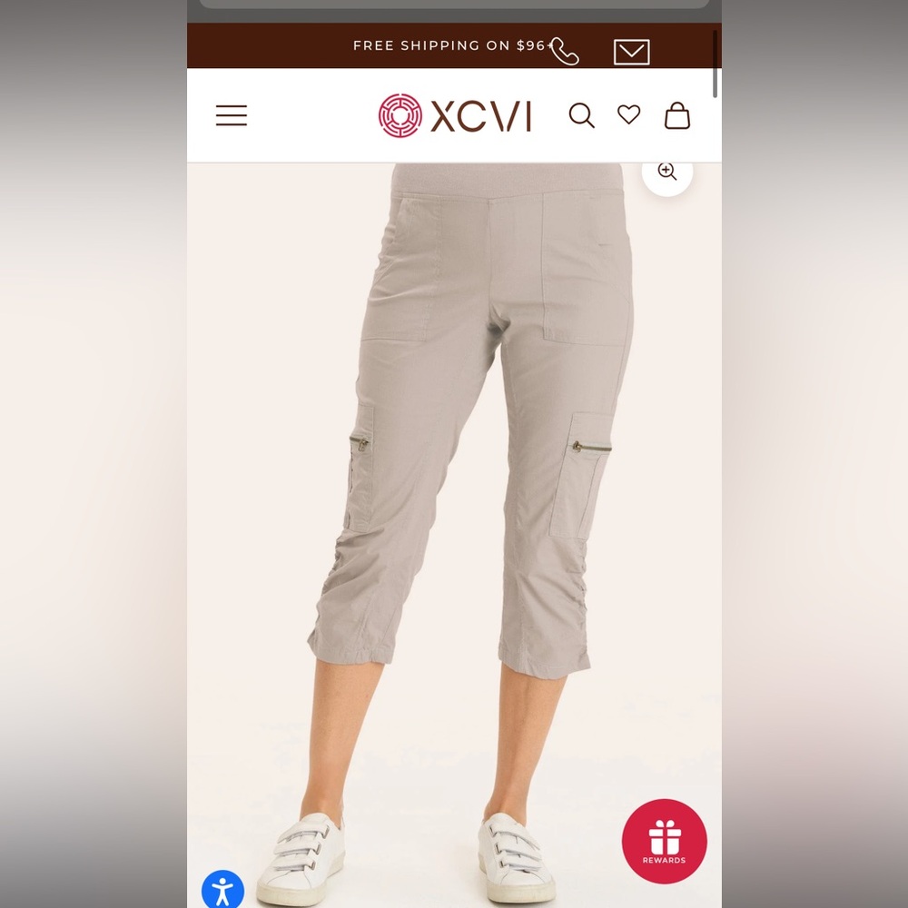 XCVI Gray Cargo Capri Pants
